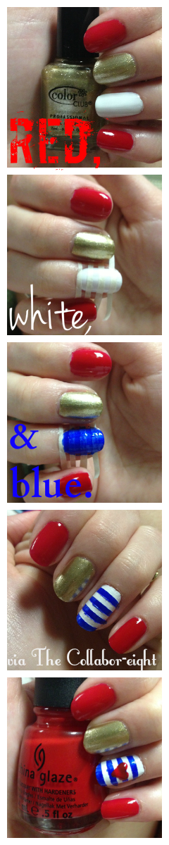 Red, White, & Blue Manicure via The Collabor-eight
