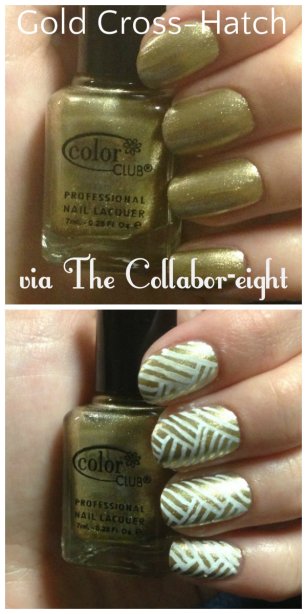 Manicure Monday: Golden Cross-Hatch via The Collabor-eight
